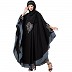 Embroidery Irani Kaftan with contrast border-Black-Grey